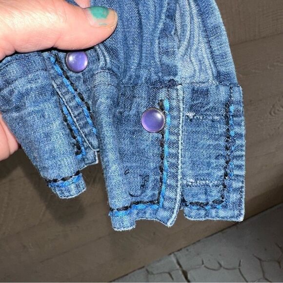 Raga Desert Tribe Embroidered Back Denim Shirt sz xs - Picture 5 of 9
